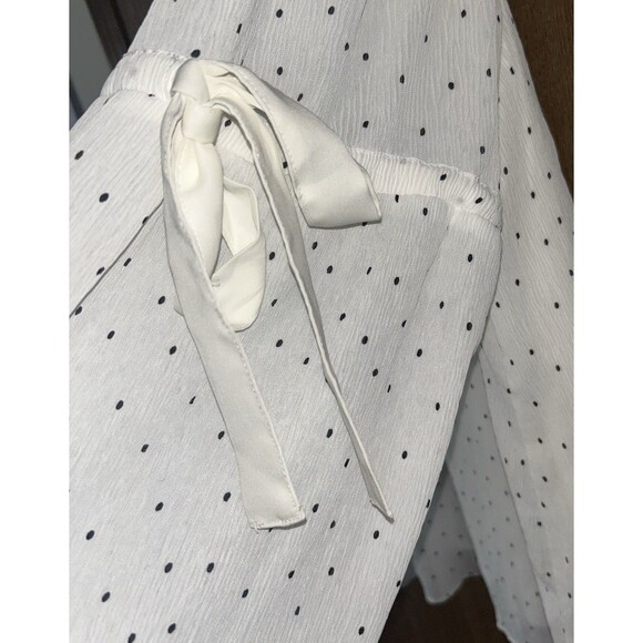 Plus Size 22/24 Long Bell Sleeve White Polka Dot Chiffon Top/blouse Lane Bryant - Picture 9 of 13